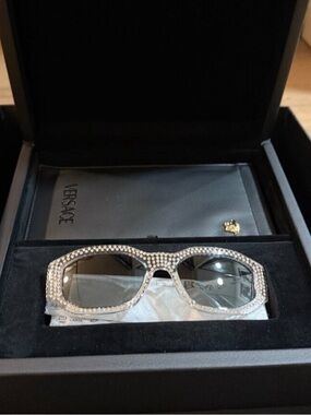 Versace Crystal Medusa Biggie Sunglasses (Transparent frame with crystals)